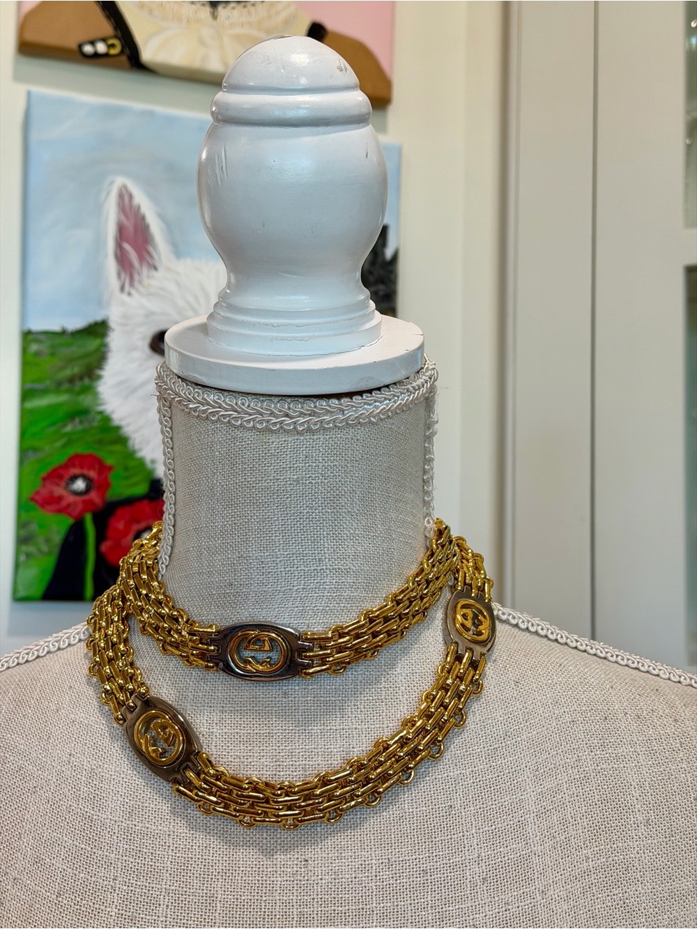 Gucci Gold-Tone Double G Pendant Chain Necklace - Picture 9 of 12